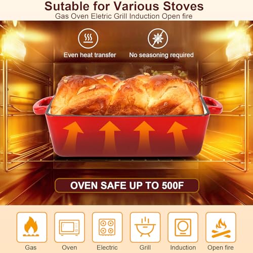 9x5 Inch Enameled Cast Iron Loaf Pan with Lid Q30591
