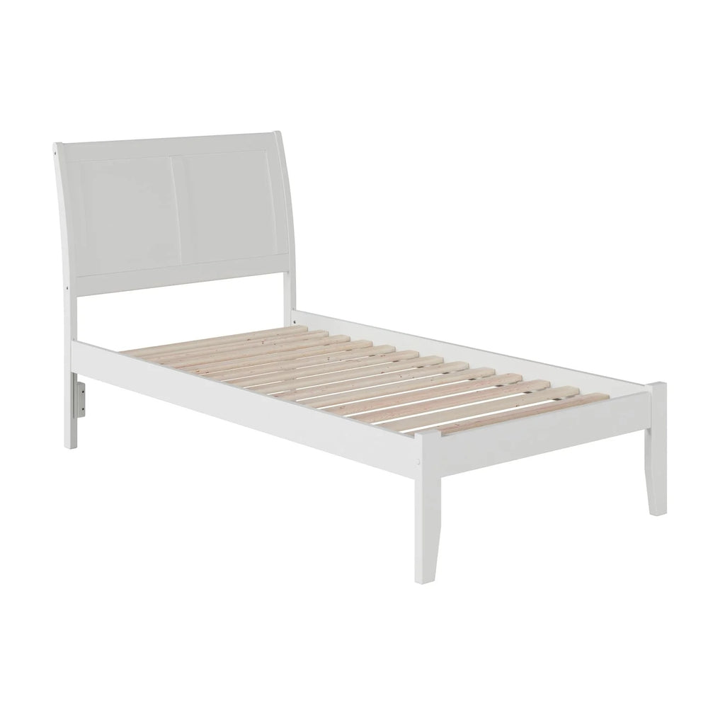 Twin Platform Bed with Footboard in White O29528