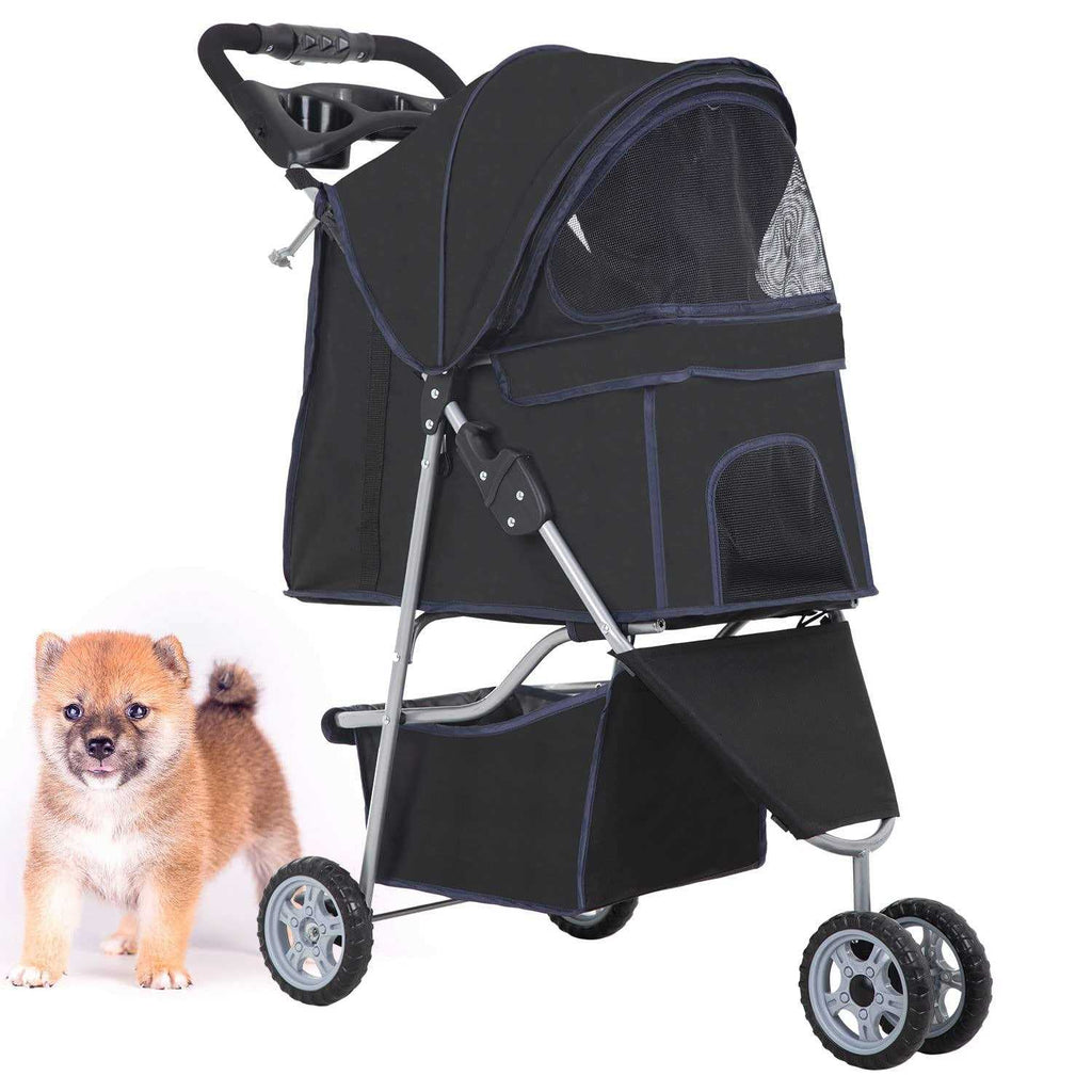 Pet Stroller Cat Dog Cage Folding Carrier T365