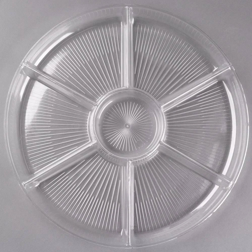 Clear Plastic 7-Compartment Tray - 12/Case F952