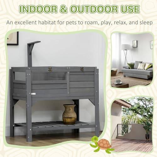 Gray Tortoise Enclosure with Shelf Storage C11063