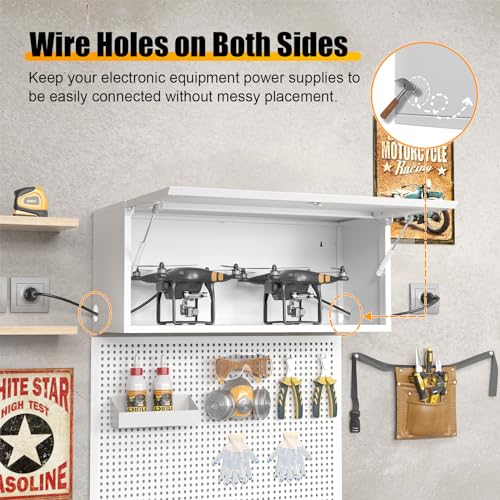 Metal Garage Storage Cabinet Wall Mount with Adjustable Shelf T684774