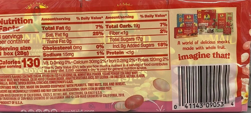 12 Boxes Strawberry & Vanilla Yogurt California Raisins N558997