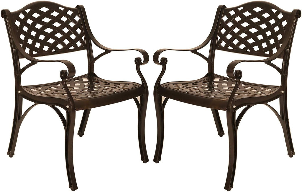 2 Piece Cast Aluminum Bistro Dining Chair Set Antique Bronze P61894
