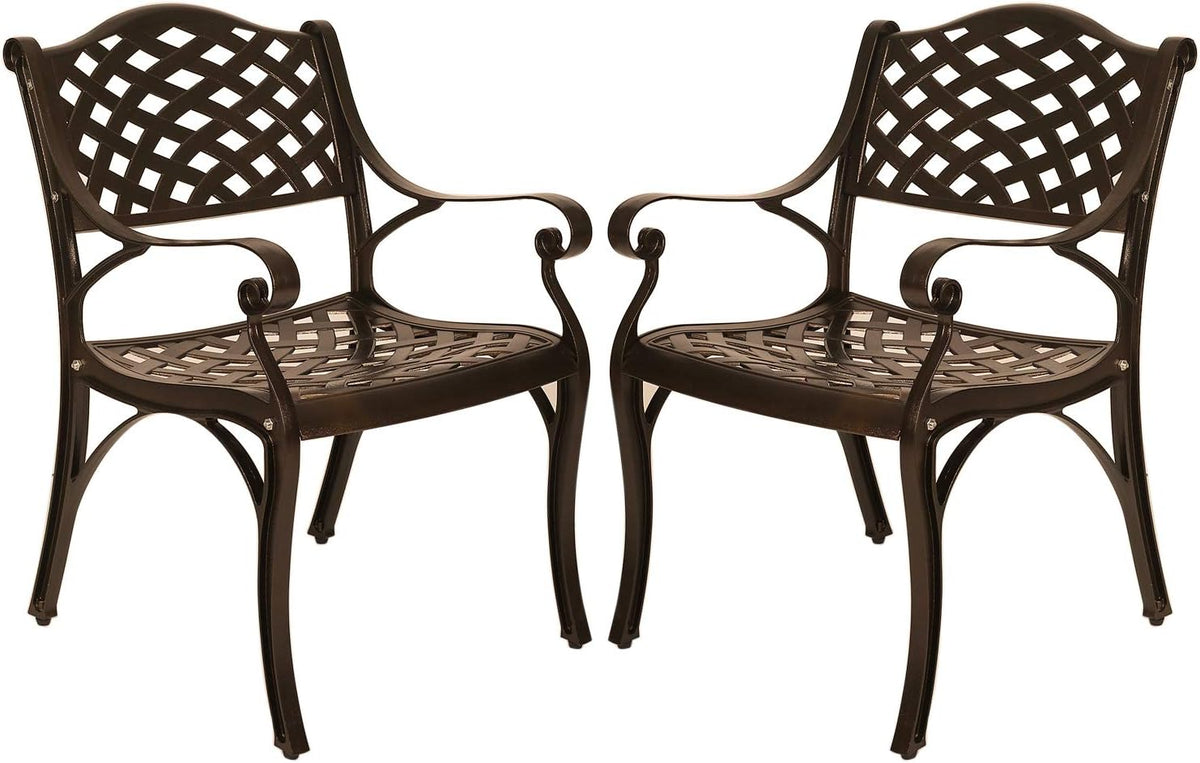 2 Piece Cast Aluminum Bistro Dining Chair Set Antique Bronze P61894