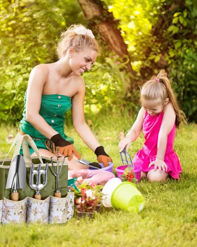 9-Piece Heavy Duty Stainless Steel Gardening Tool Set with Storage Tote (Green) L638