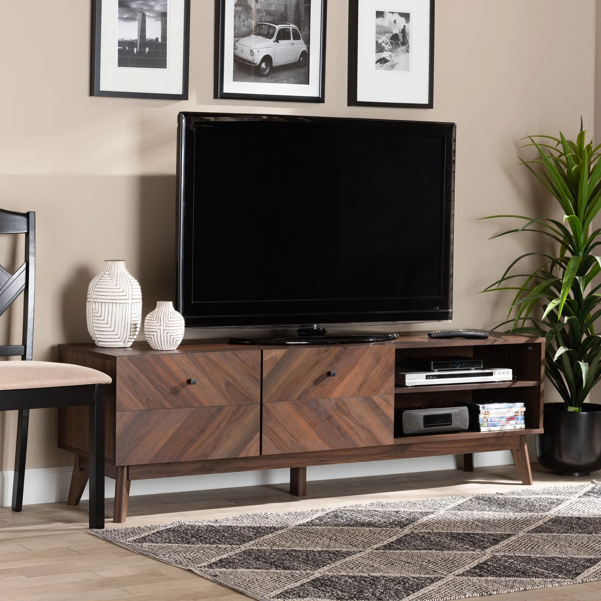 Walnut Brown Wood TV Stand N413429