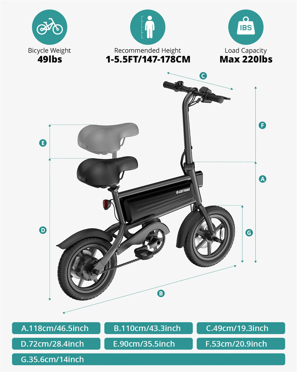 14 Folding Electric Bike 250W 15.5Mph Q593
