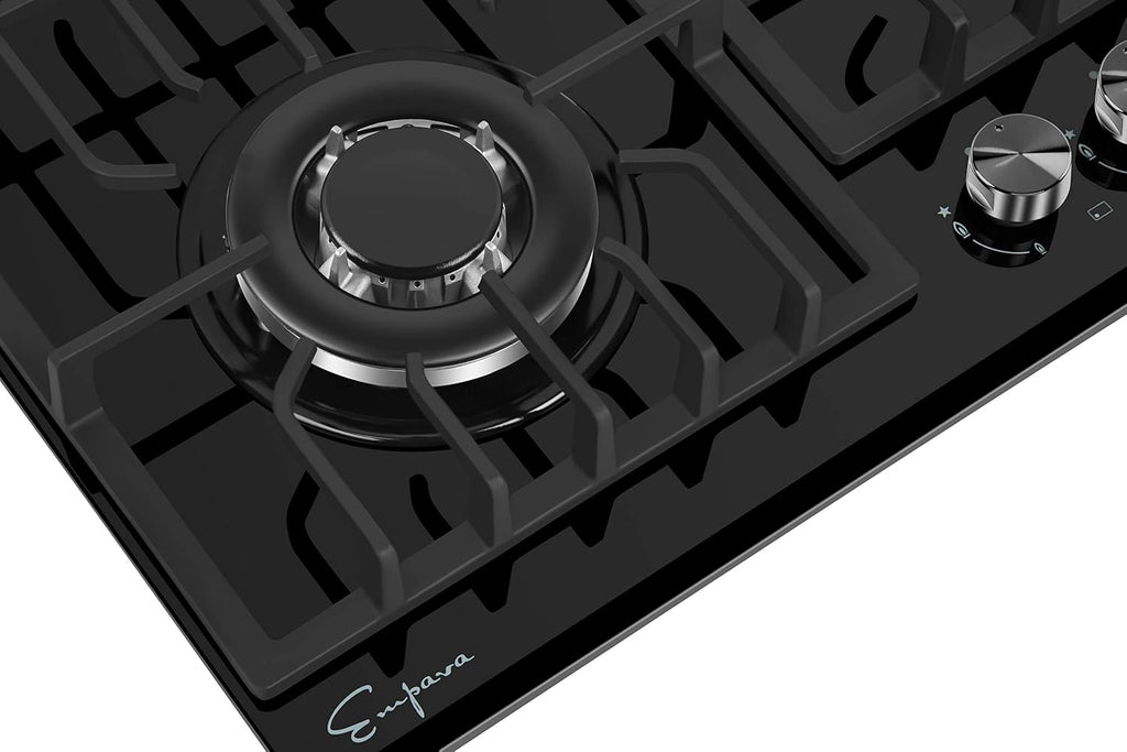 24 in Gas Cooktop 4 Sealed Burners Tempered Glass Black G38178