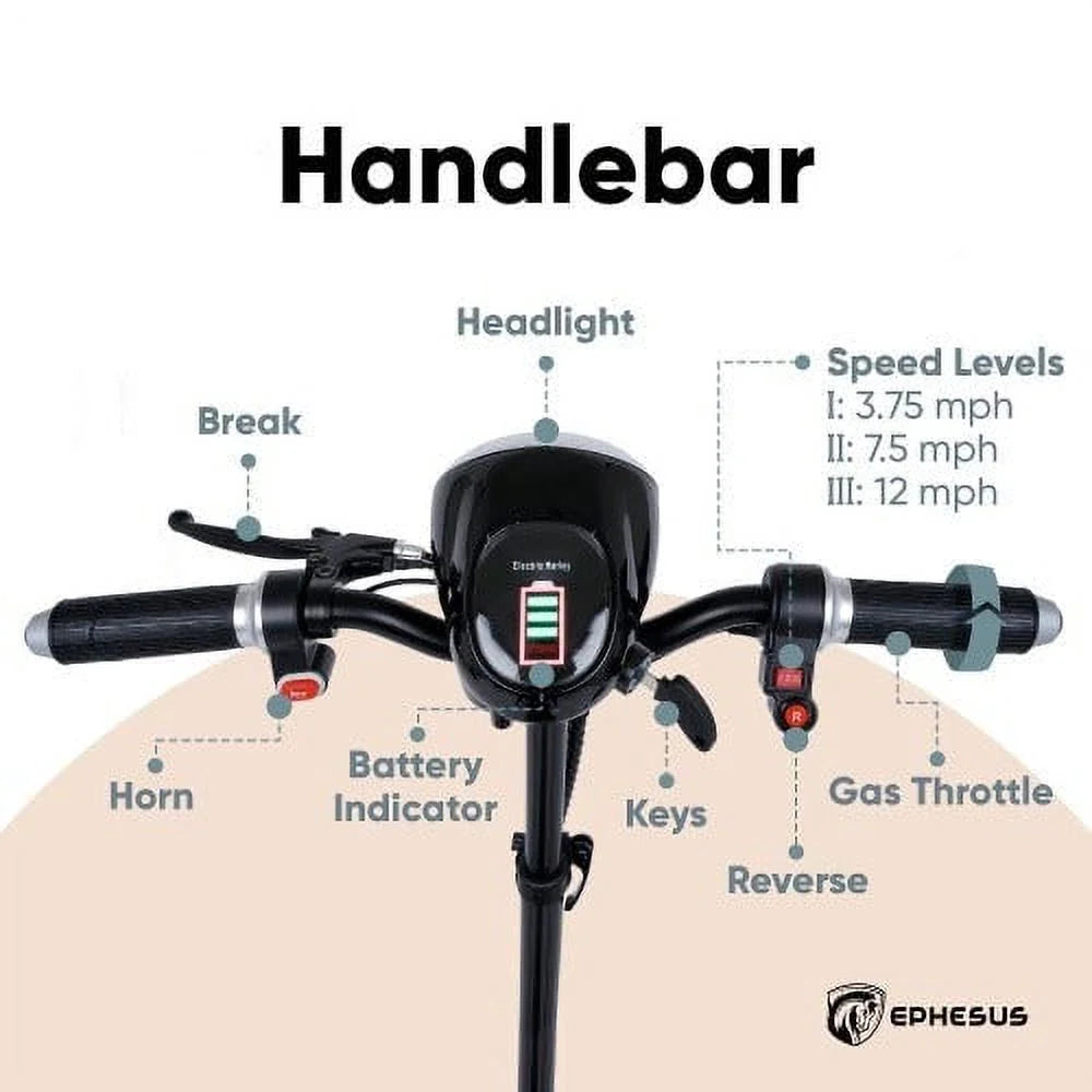 Folding Mobility Scooter 4-Wheel Long Range Blue M50733