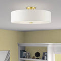 5-Light Semi Flush Mount Fixture Satin Brass Off-White J745