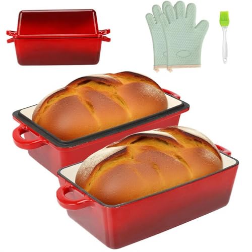 9x5 Inch Enameled Cast Iron Loaf Pan with Lid Q30591