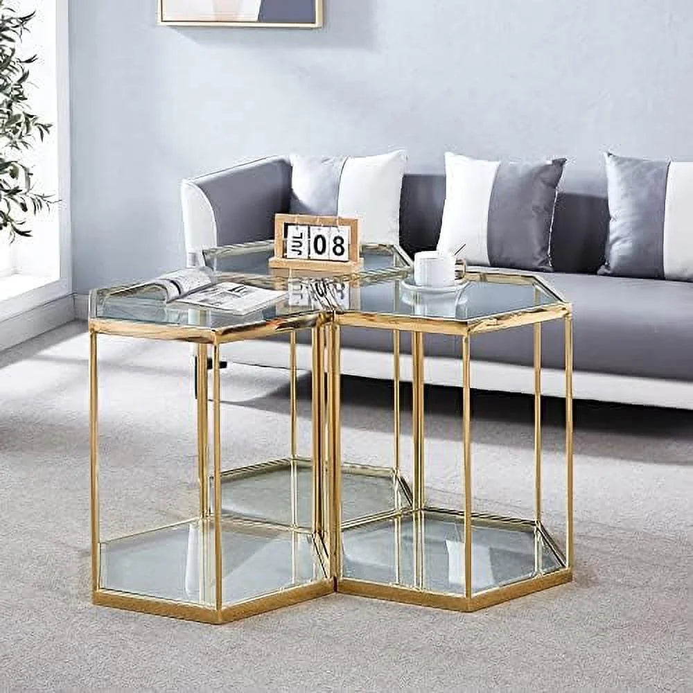 Round Clear Glass End Table with Chrome Legs S87106