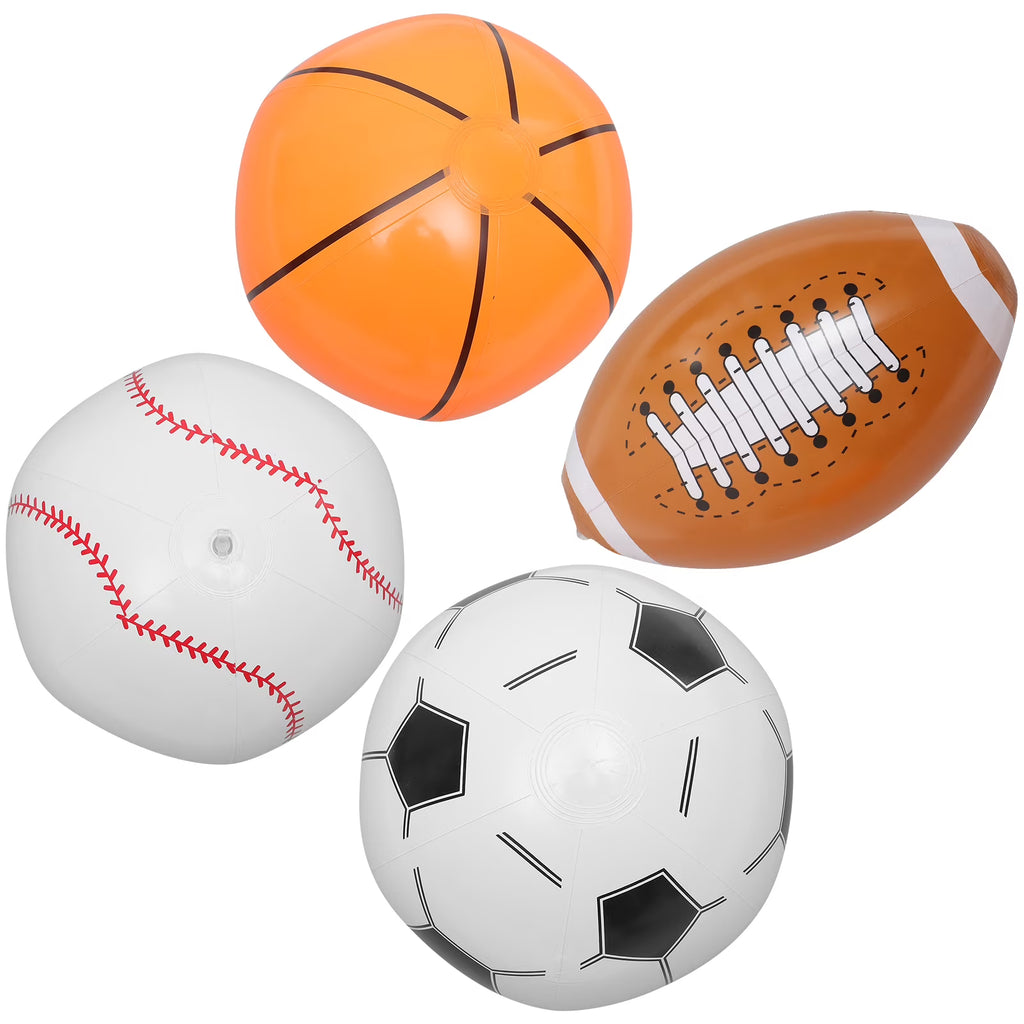Inflatable Ball 4pcs Beach Ball Soccer Basketball Baseball F744