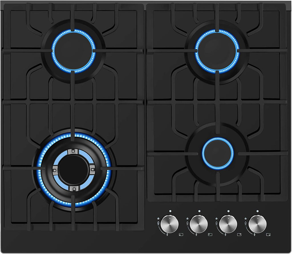 24 in Gas Cooktop 4 Sealed Burners Tempered Glass Black G38178