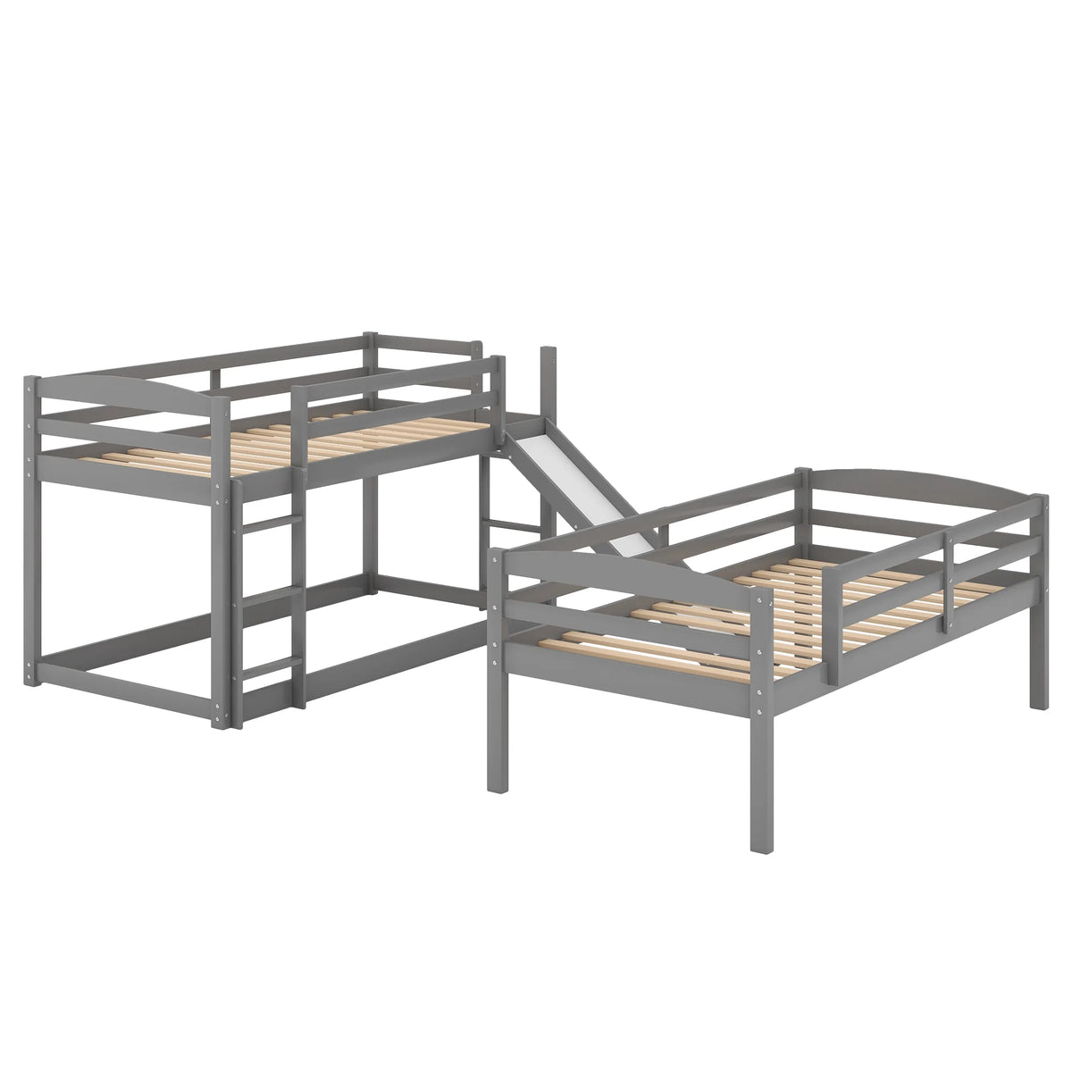 Gray Wood Triple Bunk Bed A600902