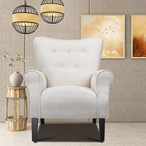 Beige Fabric High Backrest Accent Chair U71071