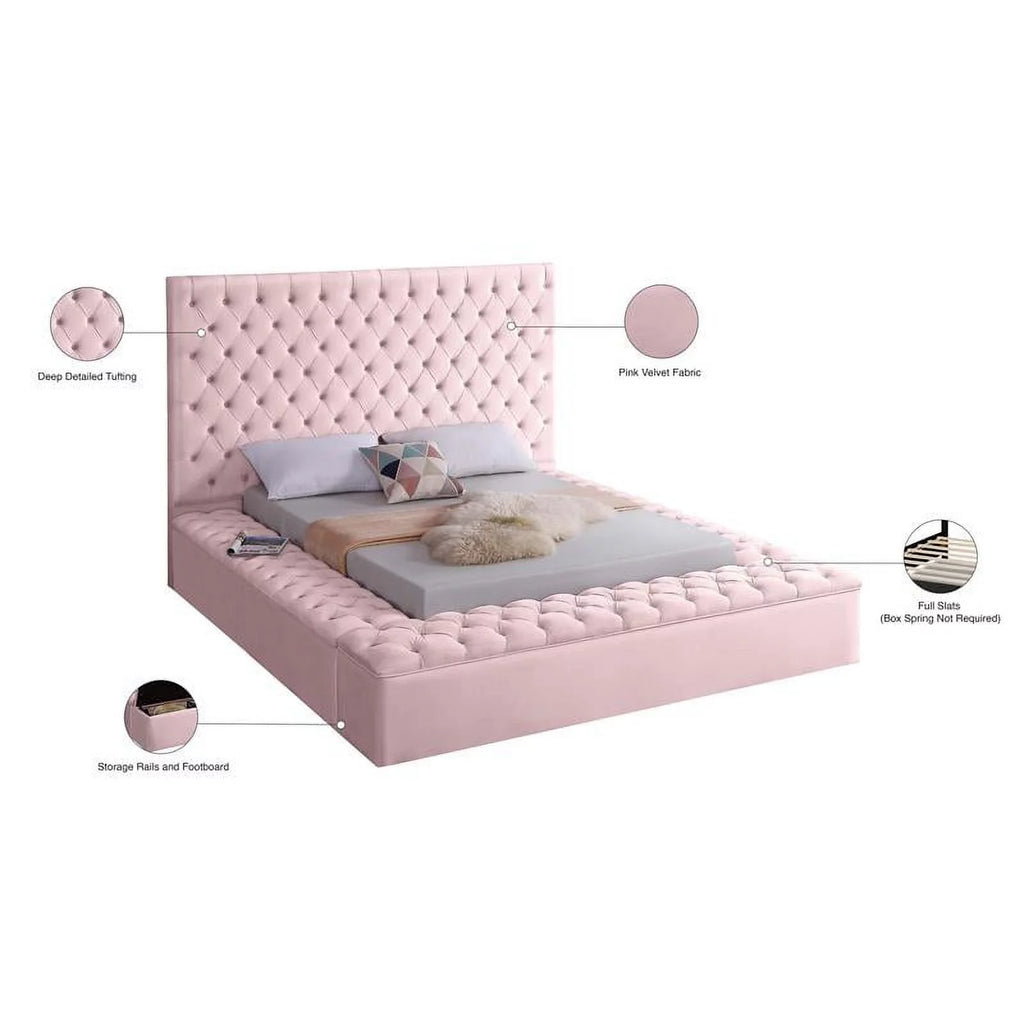 Pink Queen Wood Storage Platform Bed O832331