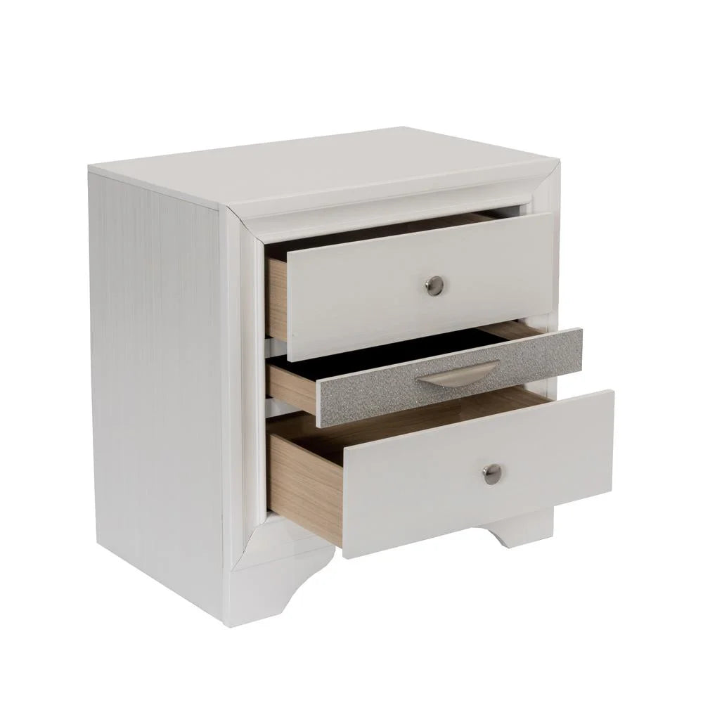 White Wood 5 Piece Bedroom Set with Full Size Platform Bed N366