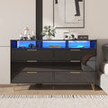White 6 Drawer Wood Dresser with LED Lights A9901