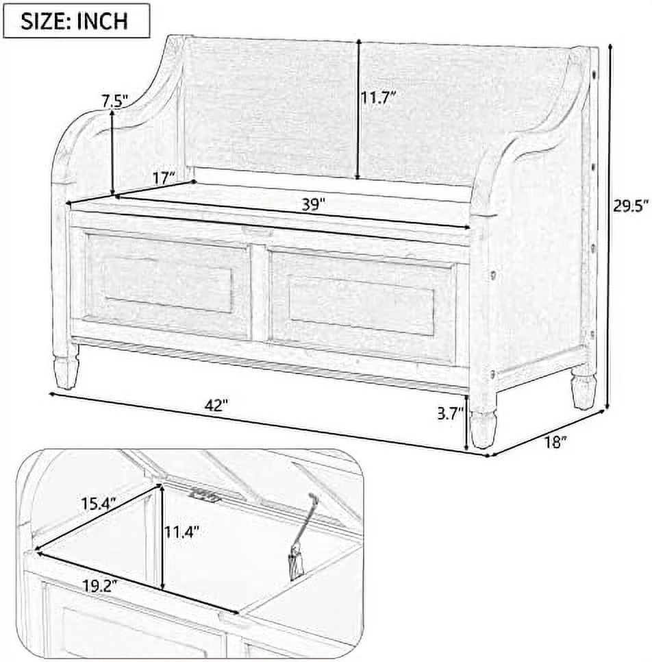 Brown Cushion Shoe Bench with 2 Doors Cabinet S266253
