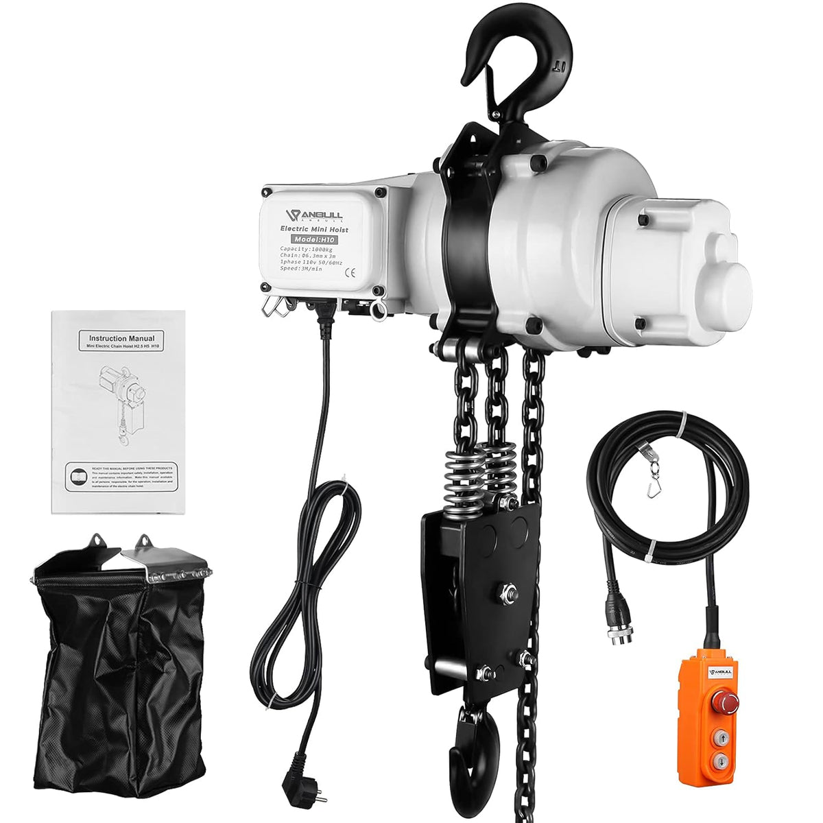 2200lbs Electric Hoist with Double Chain Hook F4542