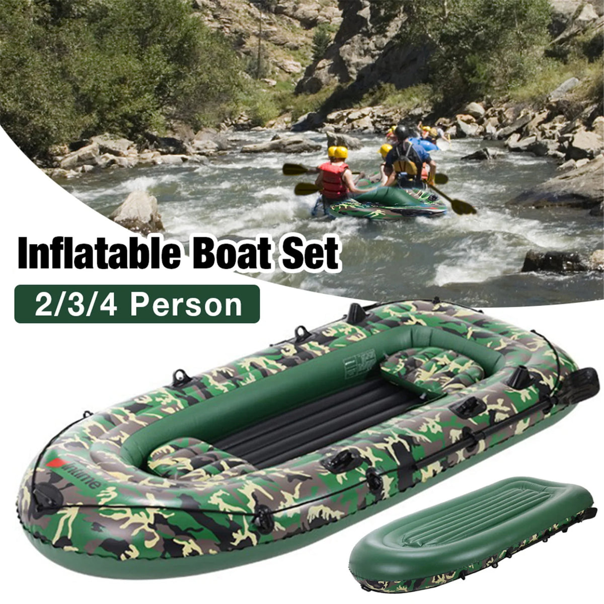 10ft Inflatable Boat Set with Paddles Air Pump PVC W34095