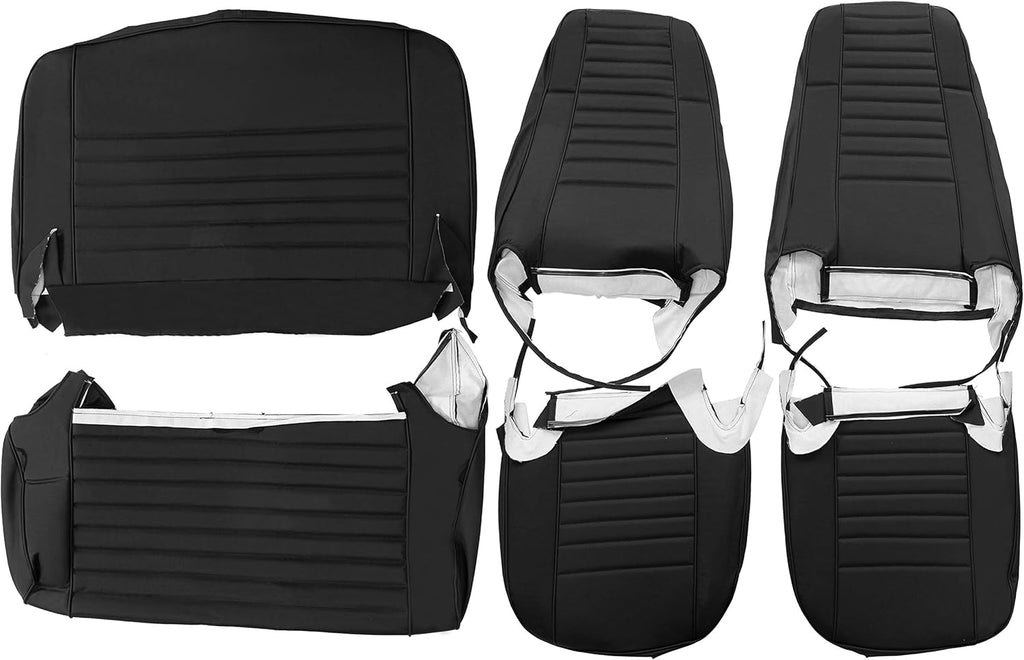 Black Faux Leather Seat Covers for Front High-Back Bucket Seats & Rear Bench Seat K531952