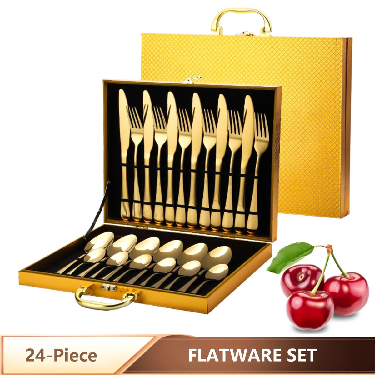 24-Piece Mirror Polished Stainless Steel Silverware Set K272