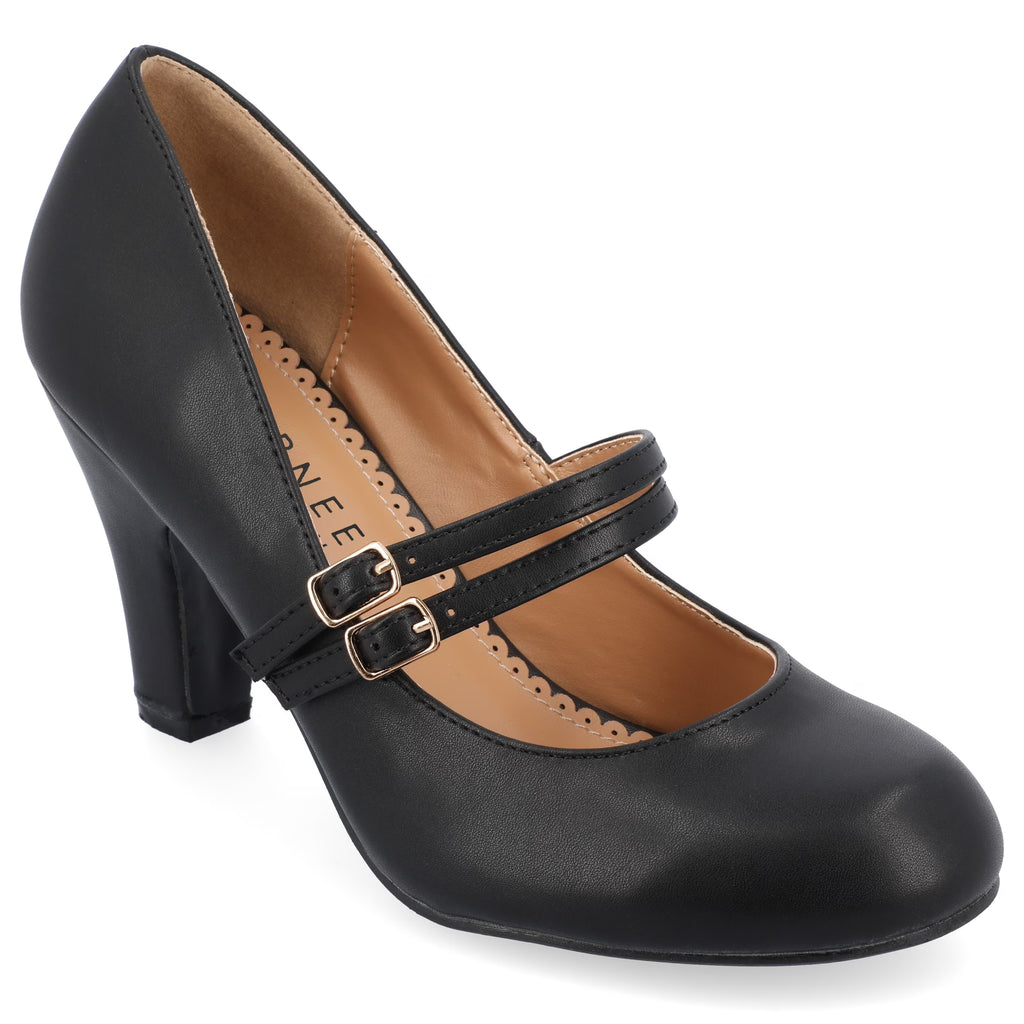 Wide Width Round Toe Block Heel Mary Jane Pumps G5489