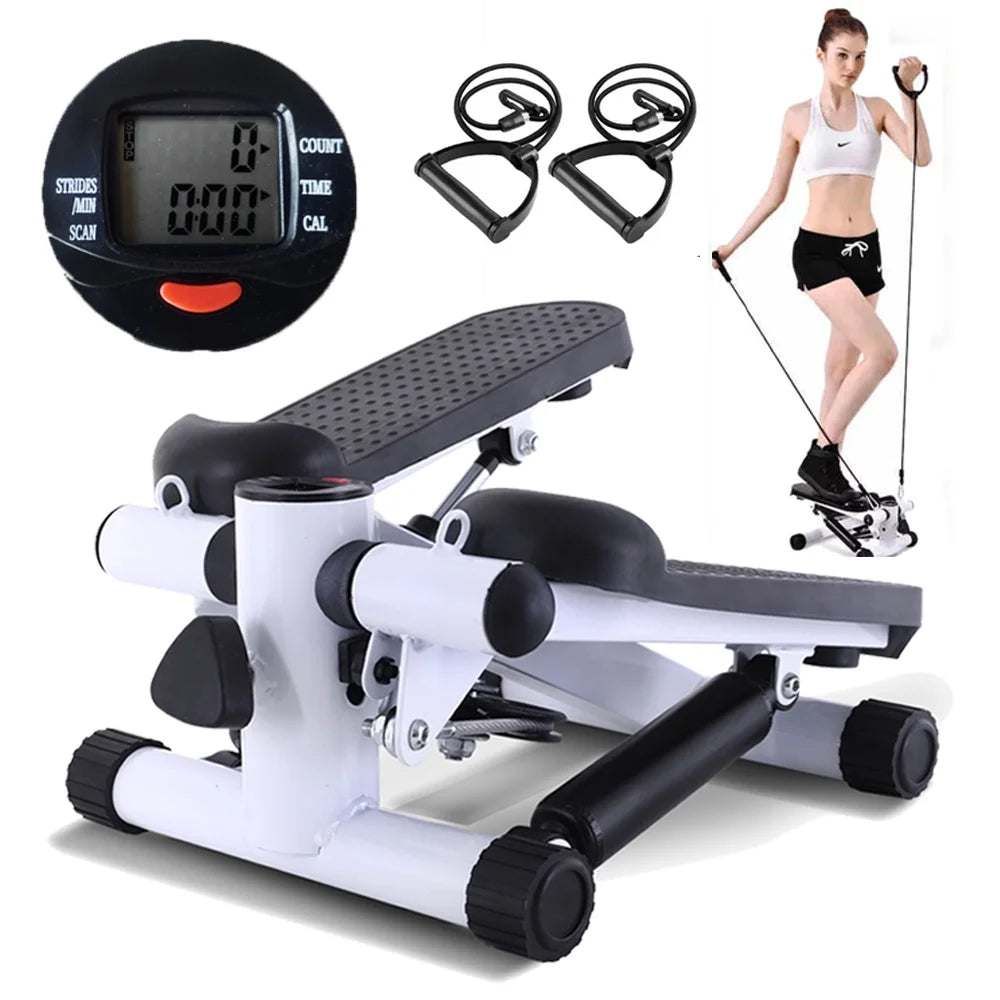 Gray Mini Stepper Air Stair Climber Exercise Machine with Resistance Band W2057