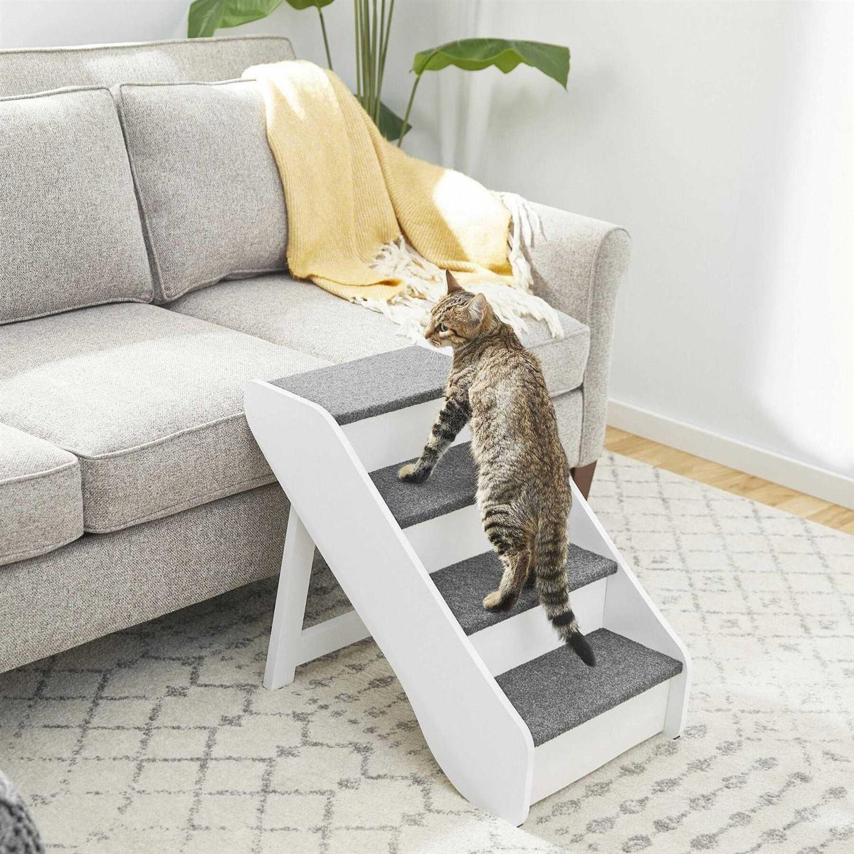 Foldable Wood Carpeted Pet Stairs K436243