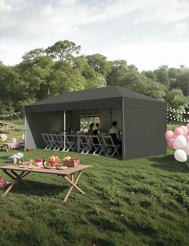 10'x 20' Pop up Canopy Tent with 210D Oxford Fabric, Black M8649