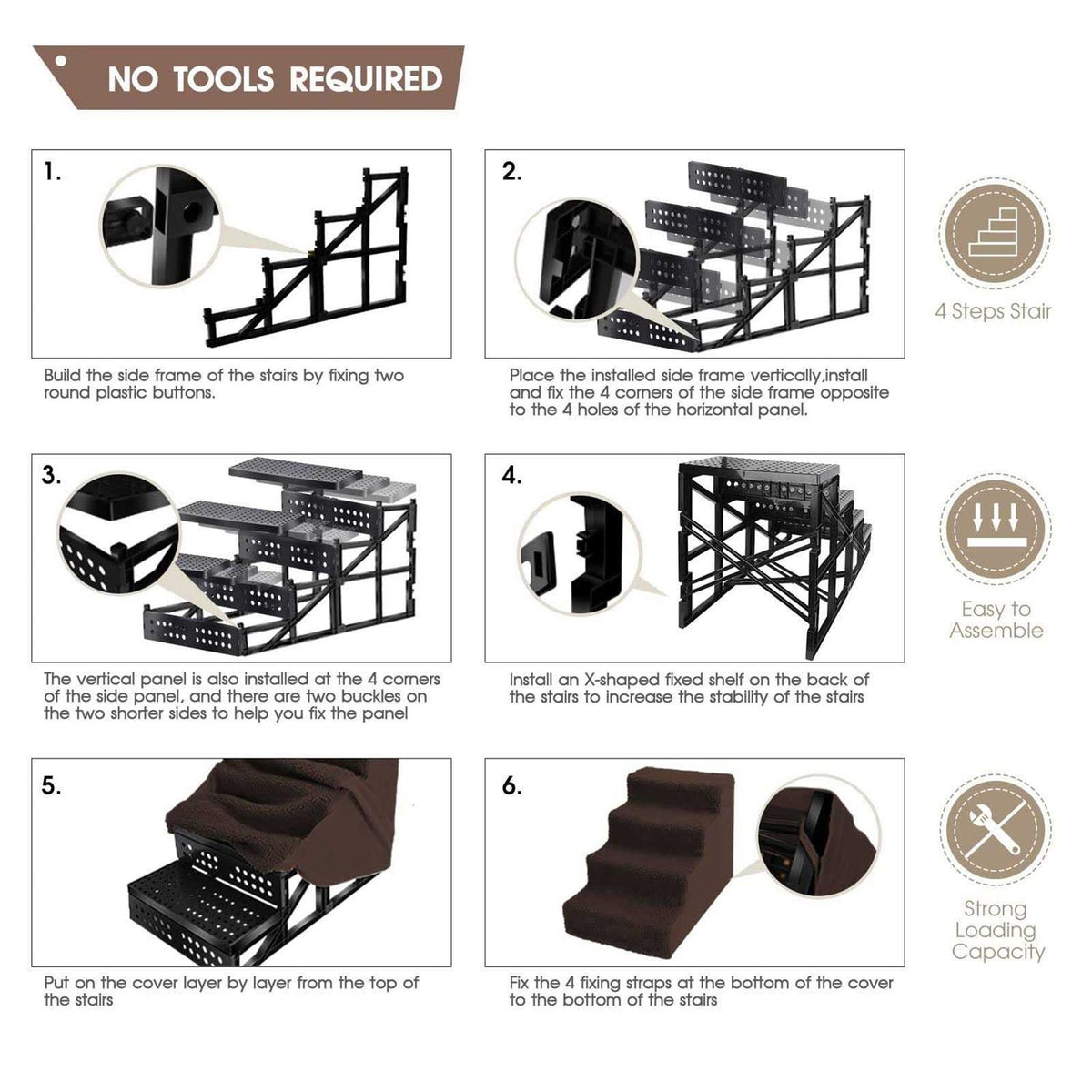 4 Tiers Non-Slip Plastic Dog Stairs & Steps N2932