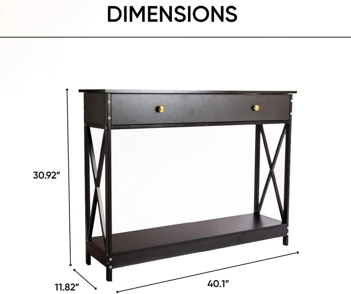 Narrow Wood Entryway Sofa Table with One Large Drawer Q76137