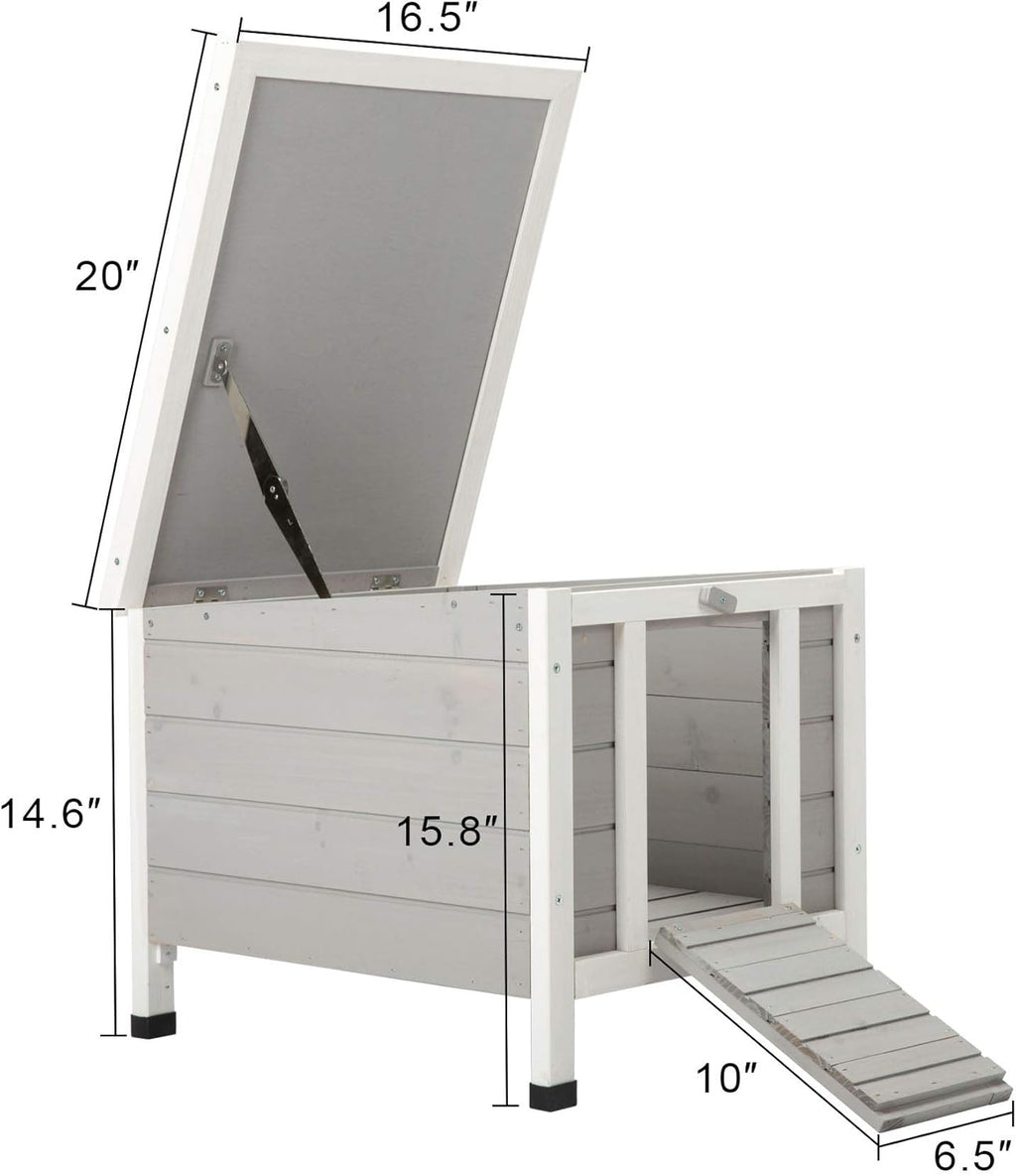 White Weatherproof Wooden Bunny Hutch Pet Cage V629099
