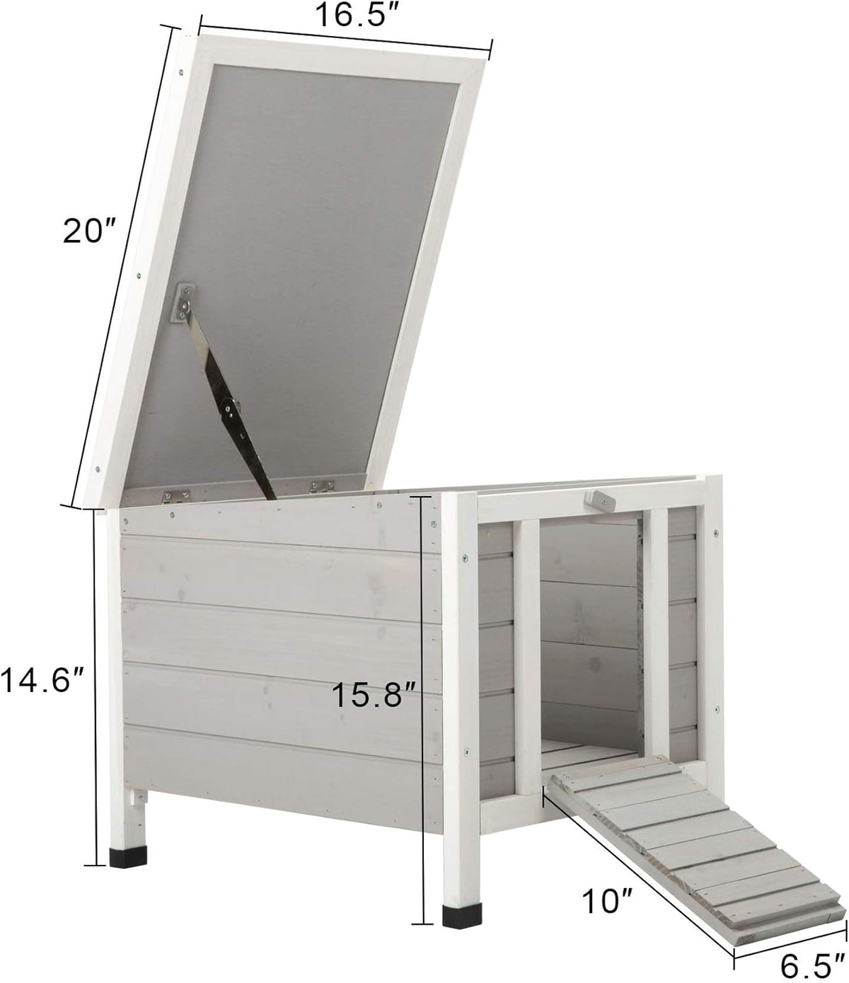 White Weatherproof Wooden Bunny Hutch Pet Cage V629099