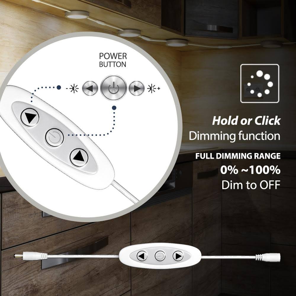 Dimmable Warm White LED Cabinet Lights Pack of 12 W6056