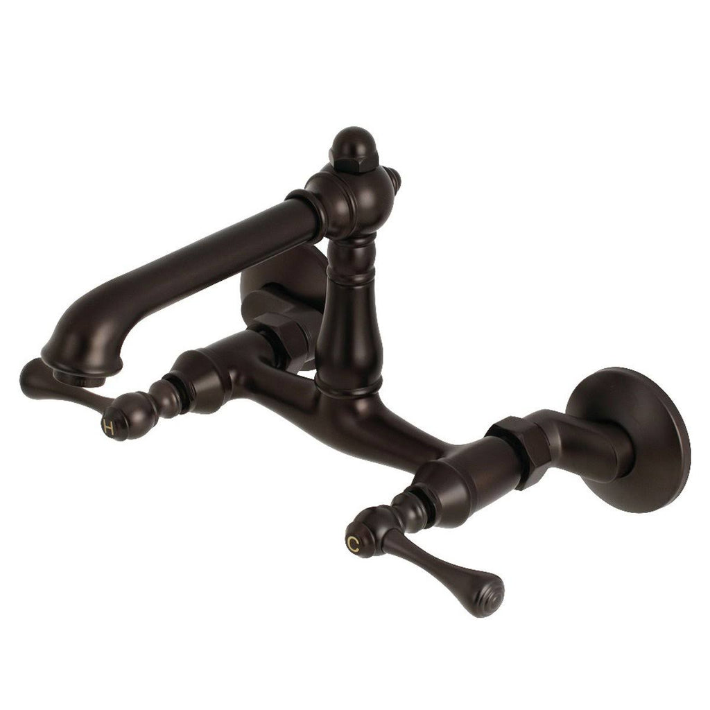 Polished Nickel Adjustable Center Wall Mount Kitchen Faucet Q941112