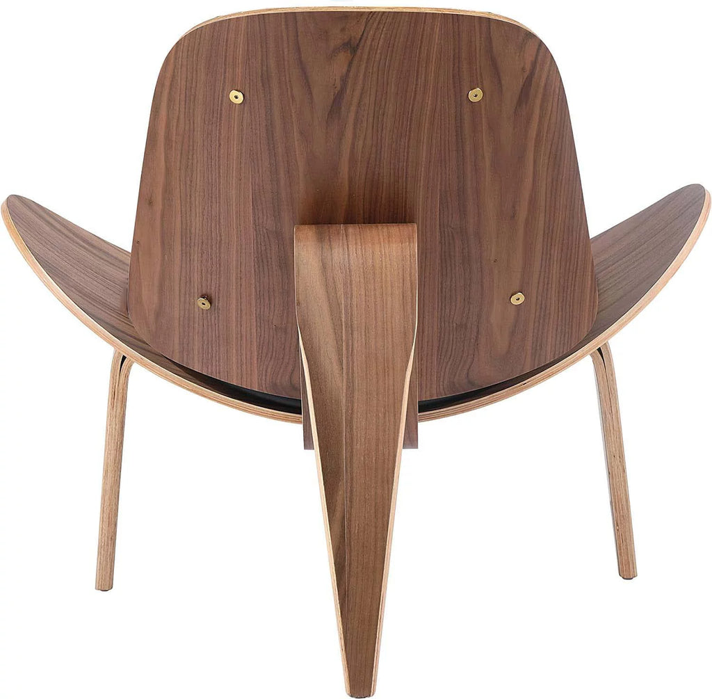 White Faux Leather Plywood Solid Wood Lounge Chair R595075