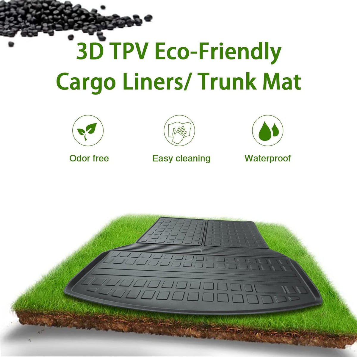 Black TPV Rear Trunk Cargo Mat, Pack of 2 T434