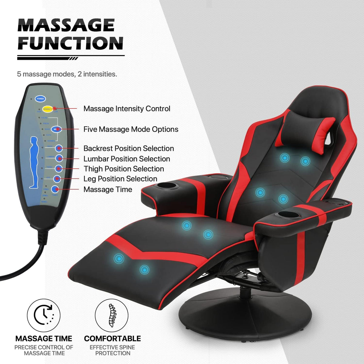 Red PU Leather Gaming Recliner Chair with Speakers G209
