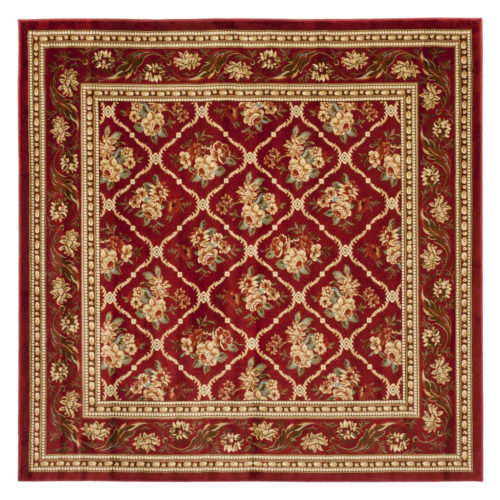 Red Floral Border Square Area Rug H782969