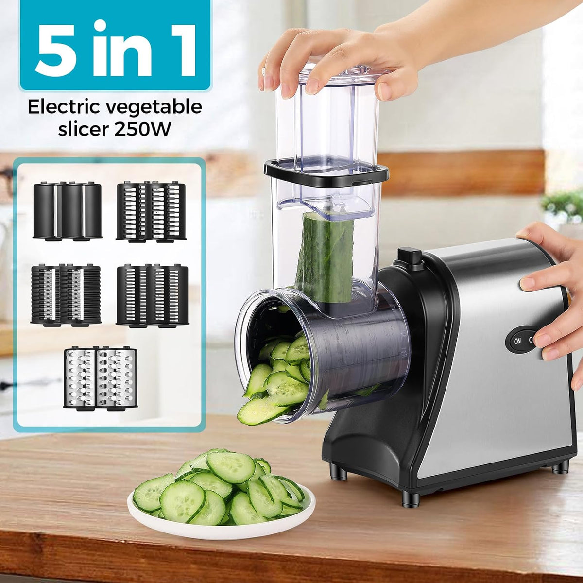 250W Electric Cheese Grater with 5 Attachments U21407