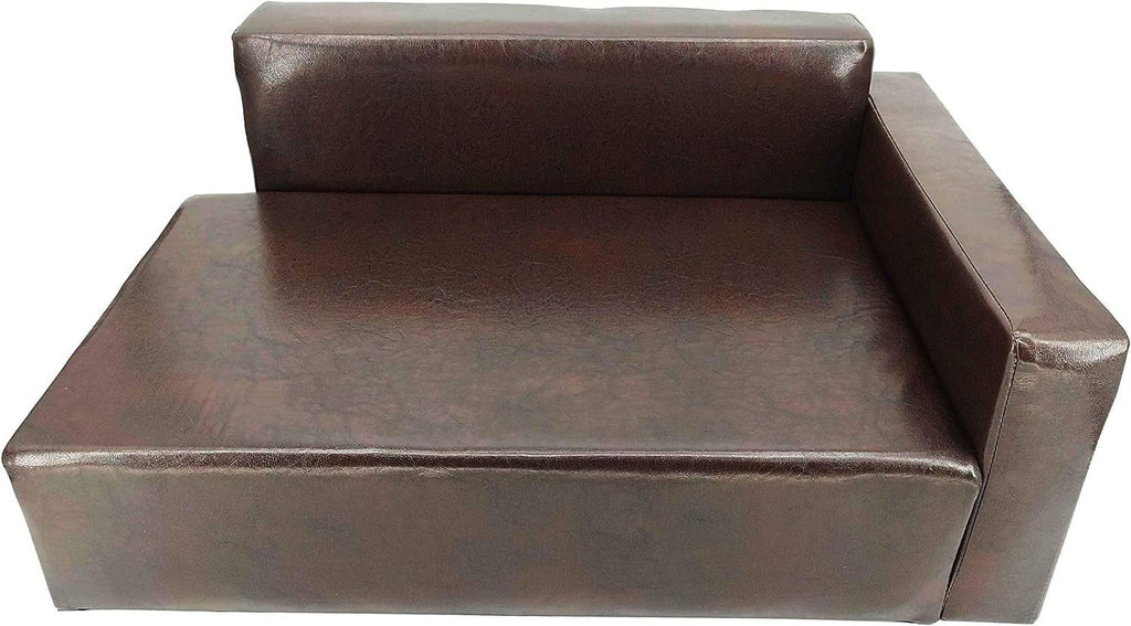 Brown Synthetic Leather Dog Sofa Bed I13915