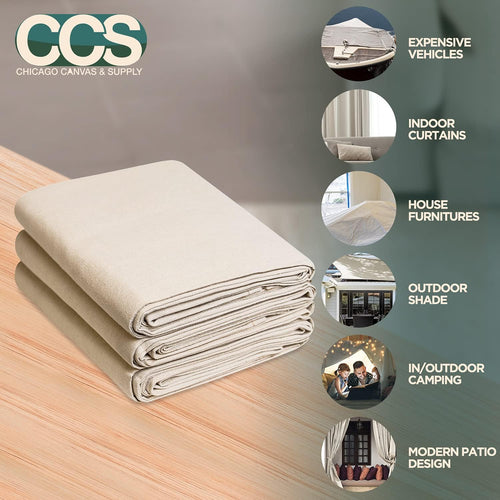 12 oz Cotton Canvas Drop Cloth, 4 Piece Set, 4 by 15 Feet U5031
