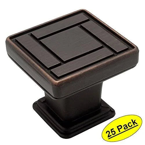 Oil Rubbed Bronze Square Cabinet Hardware Knob 25 Pack L8994