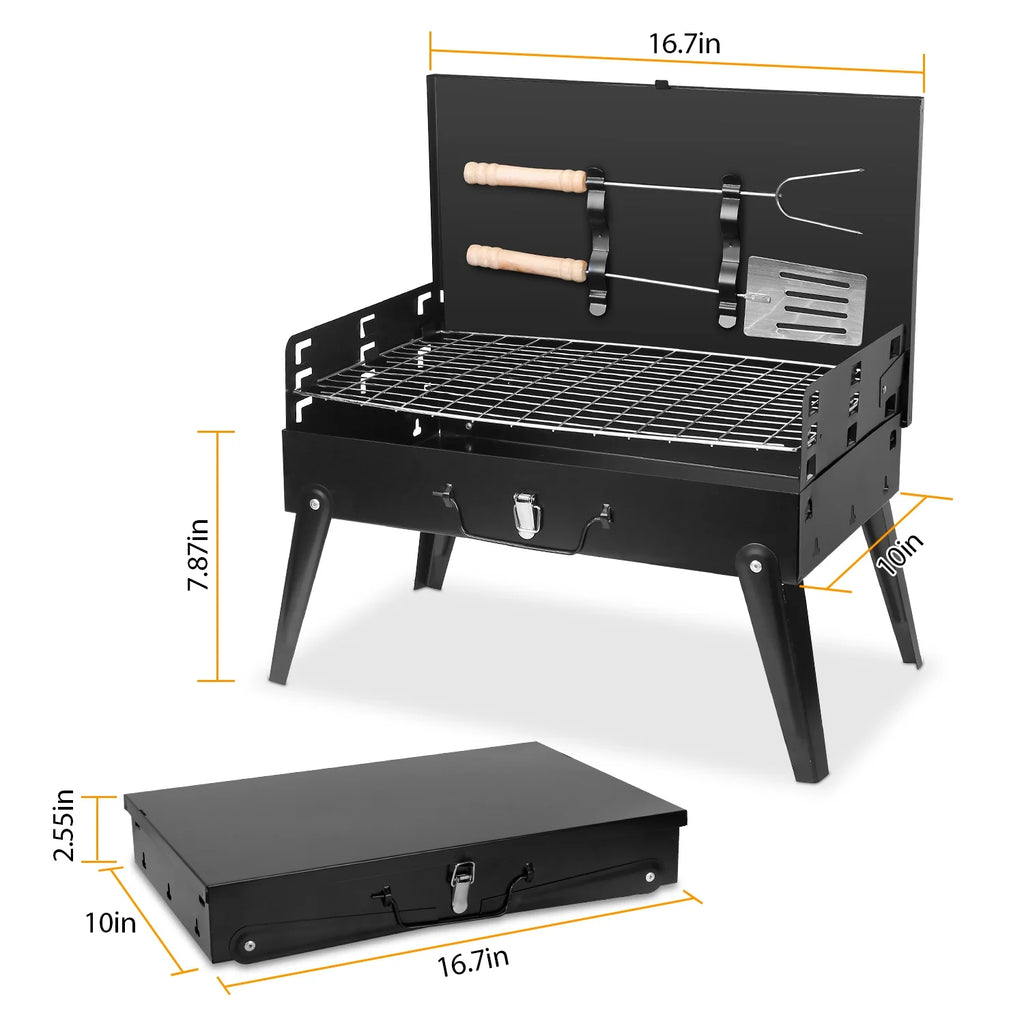 Portable Charcoal Grill with Non-Stick Grill Mat J86381