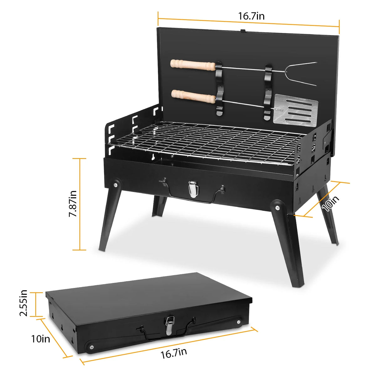 Portable Charcoal Grill with Non-Stick Grill Mat J86381