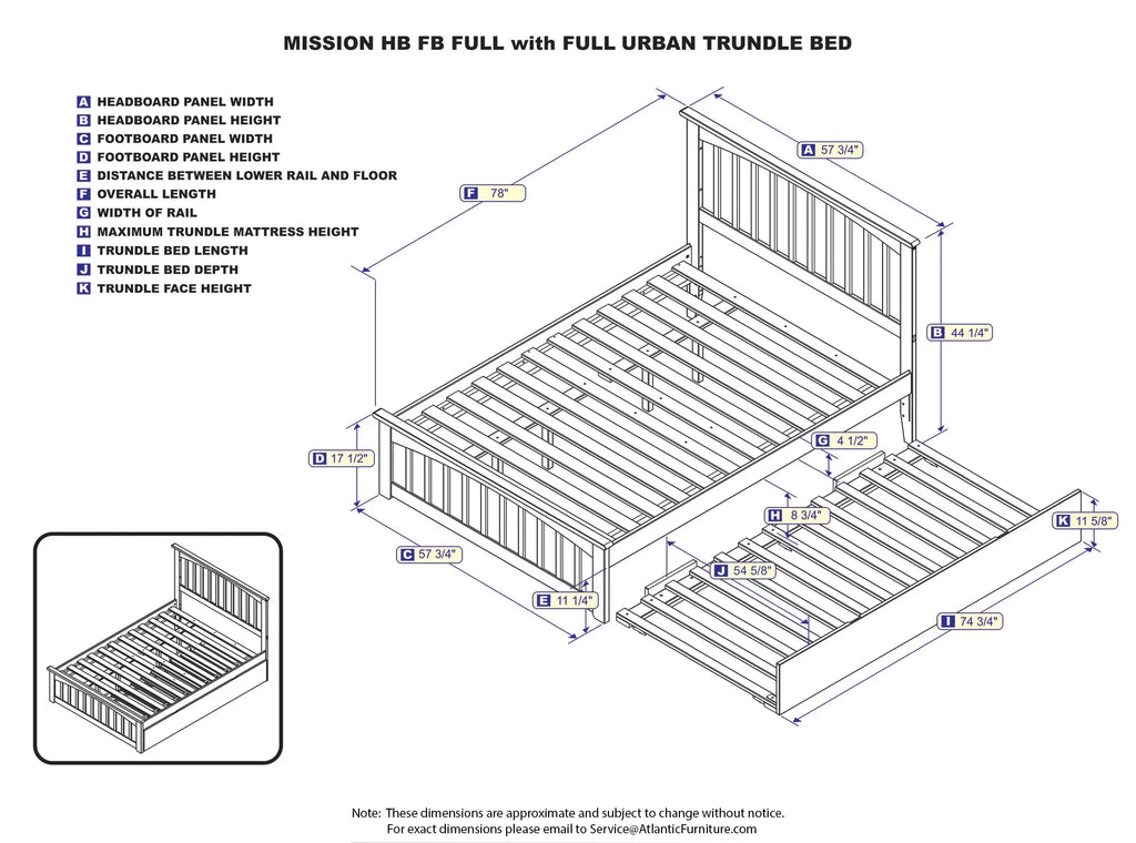 Full Platform Bed with Foot Board and Trundle Bed in Espresso C9281